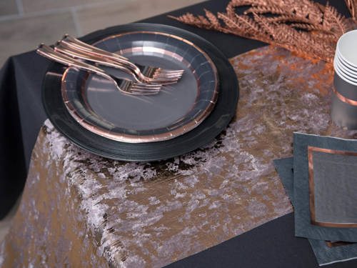 Velvet polyester table runner rose gold