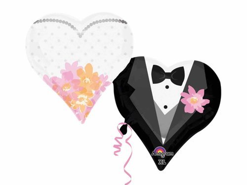 Wedding Couple Hearts SuperShape Foil Balloons - 76 x 63 cm - 1 pc