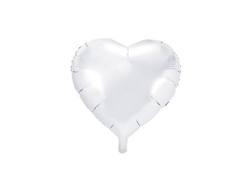 White metallic Heart Foil Balloon - 45 cm - 1 pc