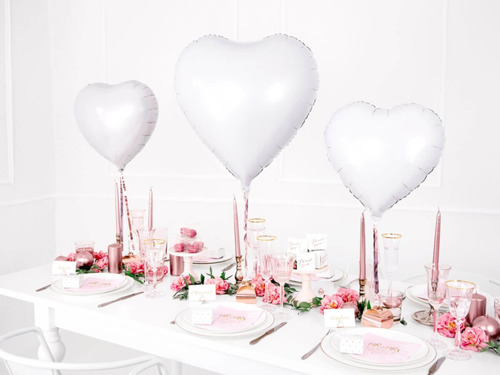 White metallic Heart Foil Balloon - 61 cm - 1 pc