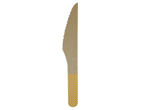 Wooden knives with yellow pattern - 8 pcs.