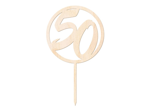 Wooden topper for 50th birthday cake - 1 pc.