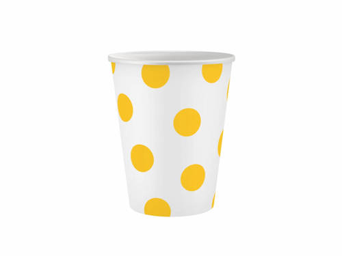 Yellow Dots Paper Cups - 250 ml - 6 pcs