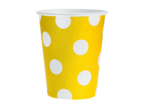 Yellow Paper Cups with Dots - 270 ml - 6 pcs