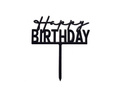 Cake topper Happy Birthday, black - 1 pc