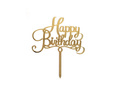 Cake topper Happy Birthday, gold - 1 pc