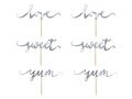 Cupcake toppers Love, silver - 13 cm - 6 pcs