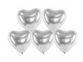 Glossy silver latex hearts balloons - 30 cm - 50 pcs.