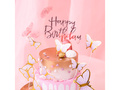 Happy Birthday cake topper pink gold - 1 pc.