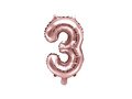 Mini Shape Number 3 Rose Gold Foil Balloon - 35 cm - 1 pc