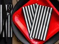 Napkins Stripes, black - 33 x 33 cm - 20 pcs