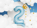 Number 2 Pastel Blue Standing Foil Balloon - 84 cm - 1 pc