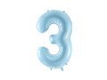 Number 3 sky blue SuperShape Foil Balloon - 86 cm - 1 pc