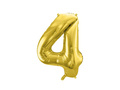 Number 4 gold SuperShape Foil Balloon - 86 cm - 1 pc