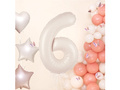 Number 6 Milk Cream Foil Balloon - 100 cm - 1 pc