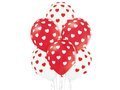 Pastel red and white balloons with hearts for Valentine's Day - 12" - 6 pcs