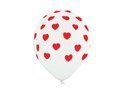 Pastel red and white balloons with hearts for Valentine's Day - 12" - 6 pcs