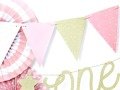 Pink 1st birthday flag banner - 1,3 m - 1 pc