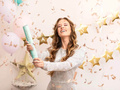 Rose Gold metallic confetti cannon, 40 cm, 1 pc