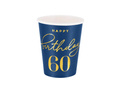 Sixtyth birthday cups navy blue - 220 ml - 6 pcs.