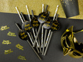 Sparkling Happy New Year black straws - 6 pcs.