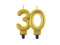 Thirtieth metallic gold candle - 1 pc.