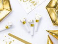 Trumpet whistles unrolled white with stars - 6 pcs