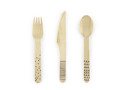 Wooden cutlery Stars, gold - 16 cm - 18 pcs.