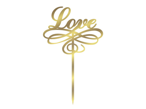 Gold mirrored plexiglass topper for Love cake - 15 cm