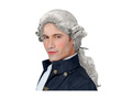 Peruka kolonialna siwa z kucykiem