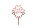 Plexiglass cake topper Happy Birthday golden pink - 1 pc.