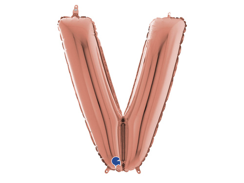SuperShape Letter "V" Rose Gold Foil Balloon - 66 cm - 1 pc