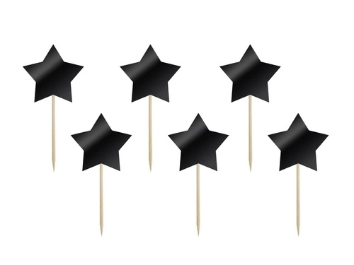 Black star pickers - 7 cm - 6 pcs.