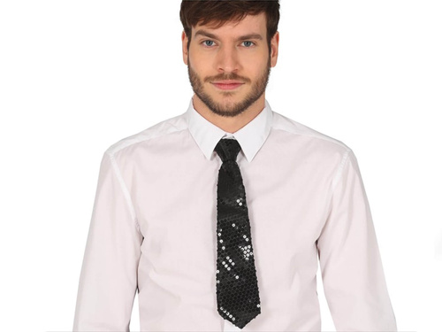 Black sequin tie