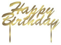 Gold mirrored plexiglass topper for Happy Birthday cake - 20 cm