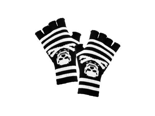 Wełniane rękawiczki z czaszką i piszczelami bez palców
