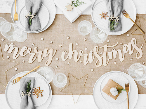 Baner Merry Christmas, drewniany - 87 x 17cm - 1 szt.