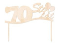 Topper drewniany na tort 70 sto lat - 1 szt.