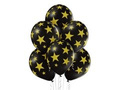 Pastel black balloons with stars - 12" - 6 pcs.