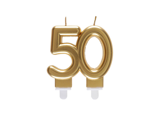 Gold 50th anniversary candle - 7,5 cm - 1 pc.