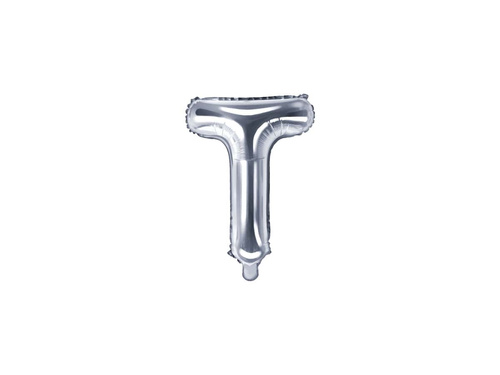 Foil balloon letter "T" silver - 35 cm