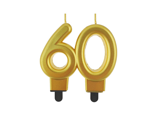 Metallic gold 60th anniversary candle - 1 pc.