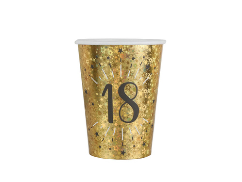 Kubeczki papierowe na osiemnaste urodziny 18 Sparkling - 250 ml - 10 szt.