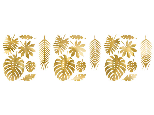 Aloha Decorations - Gold Tropical Leaves - 21 pcs.