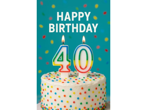 Świeczki cyferki z kolorową obwódką cyfra 40 - 8,5 cm - 2 szt.