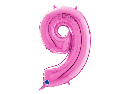 Number 9 fuxia Foil Balloon - 66 cm - 1 pc