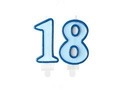 18th Birthday Blue Candle - 7 cm - 2 pcs