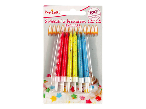 Glitter candles - 12 pcs.