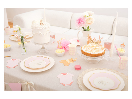Talerzyki papierowe Sweet Baby - różowe - 21,5 cm - 6 szt.