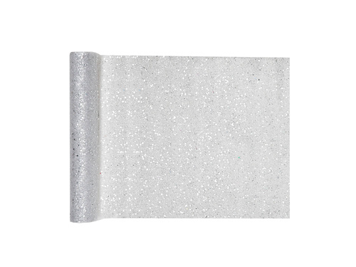 Decoration glitter table runner - silver - 30 cm x 5 m - 1 pcs.